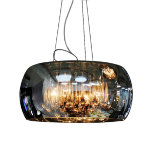 Contemporary Dining Room Glass Hanging Pendant Light Lamp Lighting with Adjustable Hanging Height in Chrome